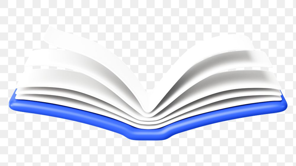 Blue open book png 3D education element, transparent background