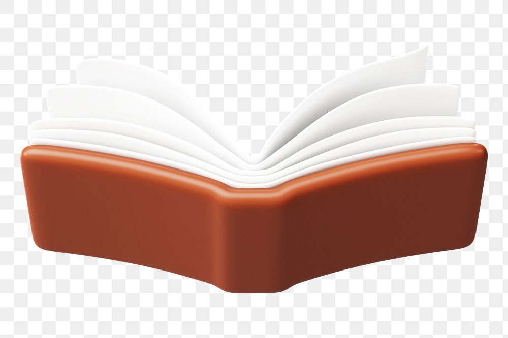 Brown open book png 3D education element, transparent background