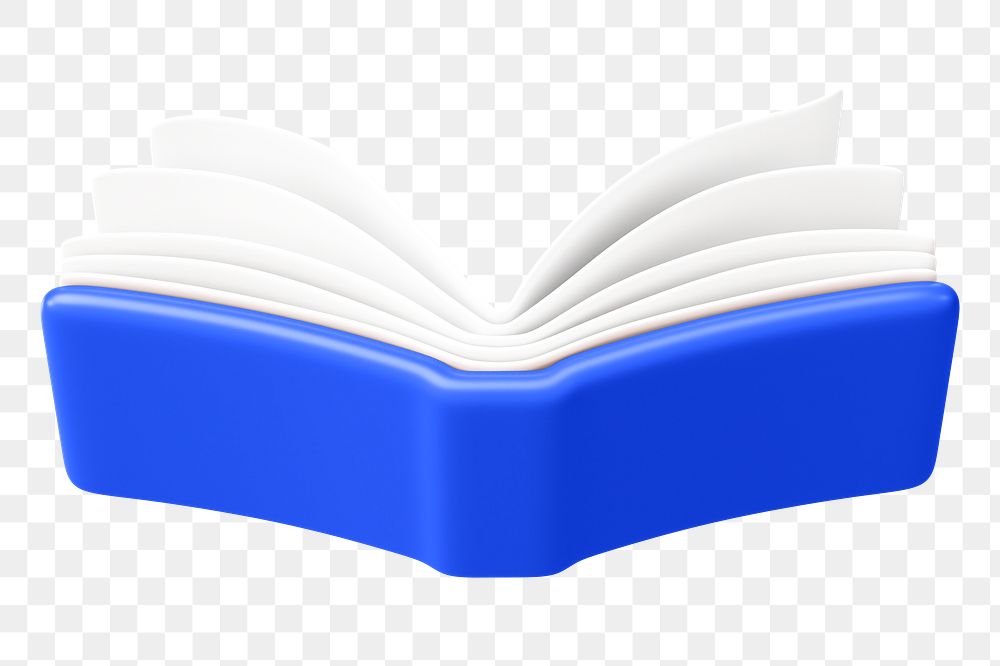 Blue open book png 3D education element, transparent background