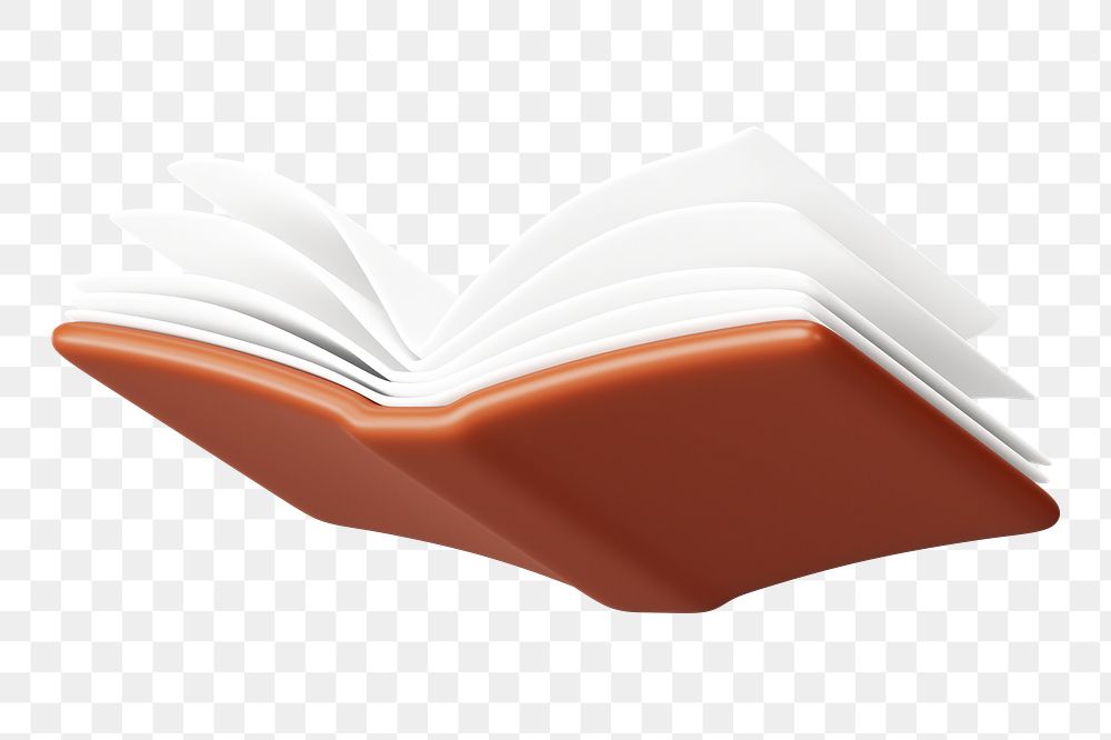 Brown open book png 3D education element, transparent background