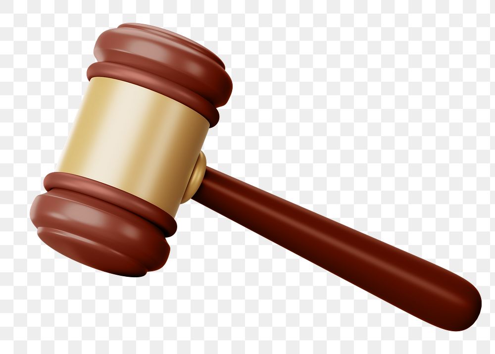 Judge gavel png 3D element, transparent background