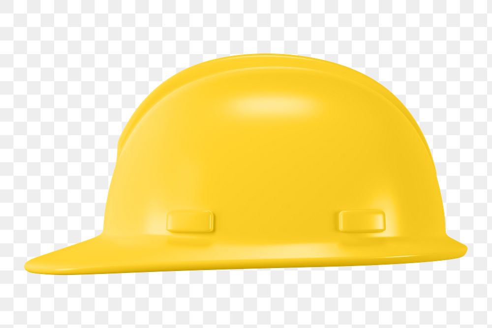 PNG 3D yellow safety helmet, element illustration, transparent background