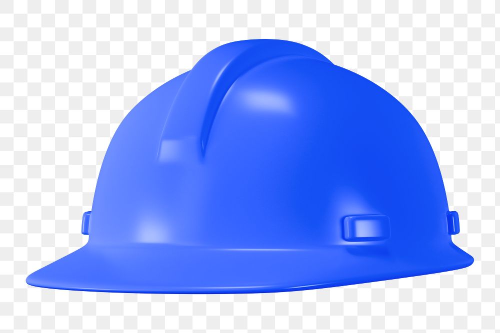 PNG 3D blue safety helmet, element illustration, transparent background