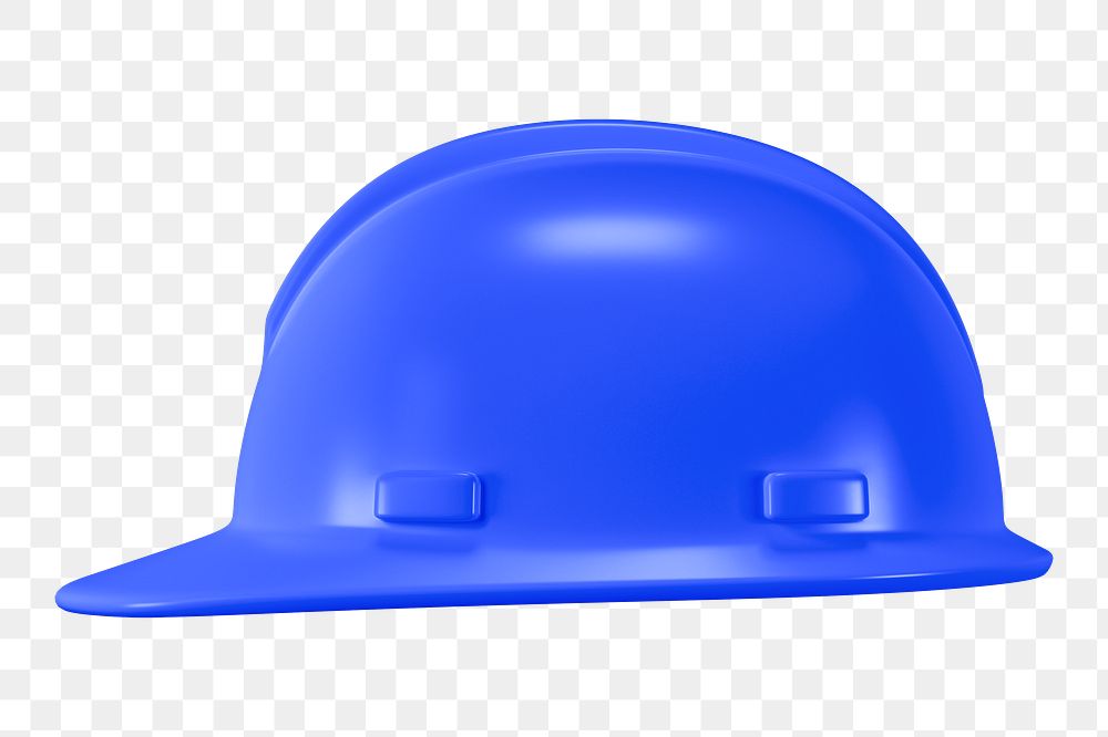 PNG 3D blue safety helmet, element illustration, transparent background