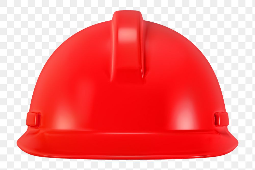 PNG 3D red safety helmet, element illustration, transparent background