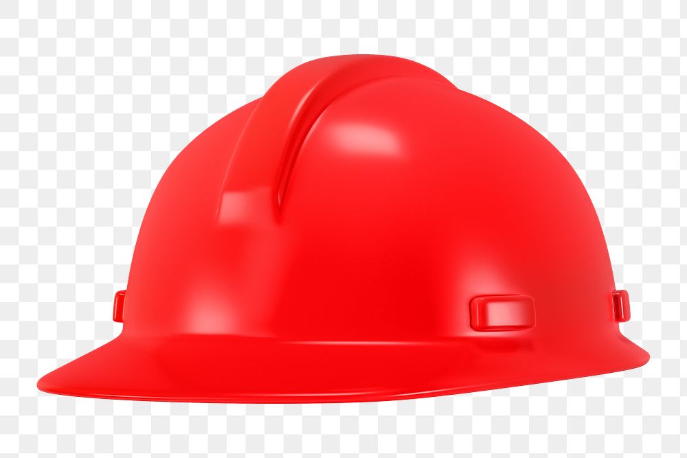 PNG 3D red safety helmet, element illustration, transparent background