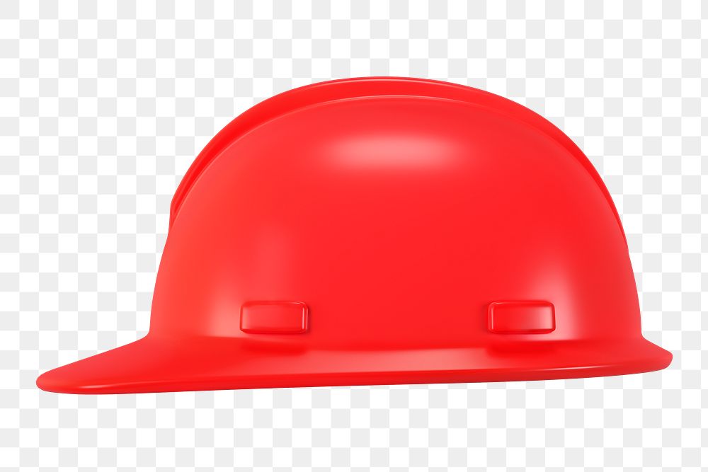 PNG 3D red safety helmet, element illustration, transparent background
