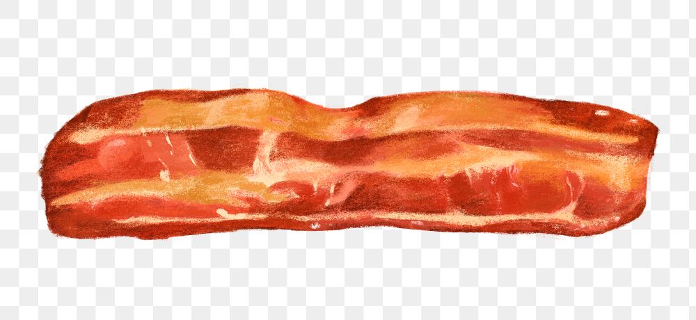 Smoked bacon png food, transparent background
