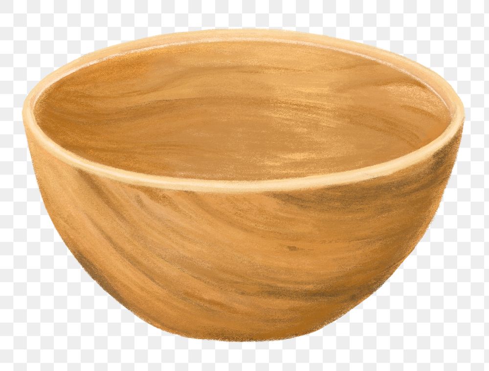 Wooden bowl png sticker, transparent background