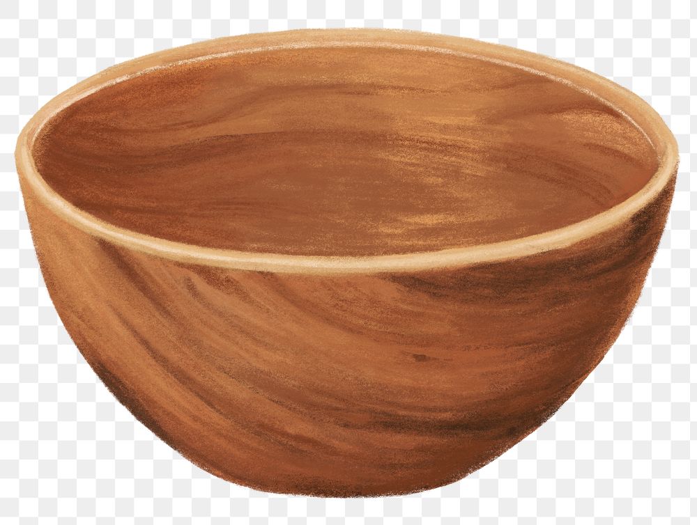 Wooden bowl png sticker, transparent background