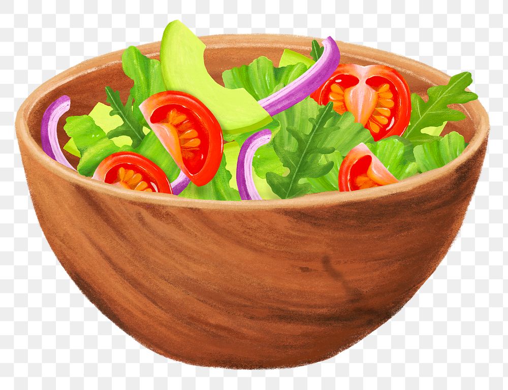 Healthy salad bowl  png illustration, diet food, transparent background
