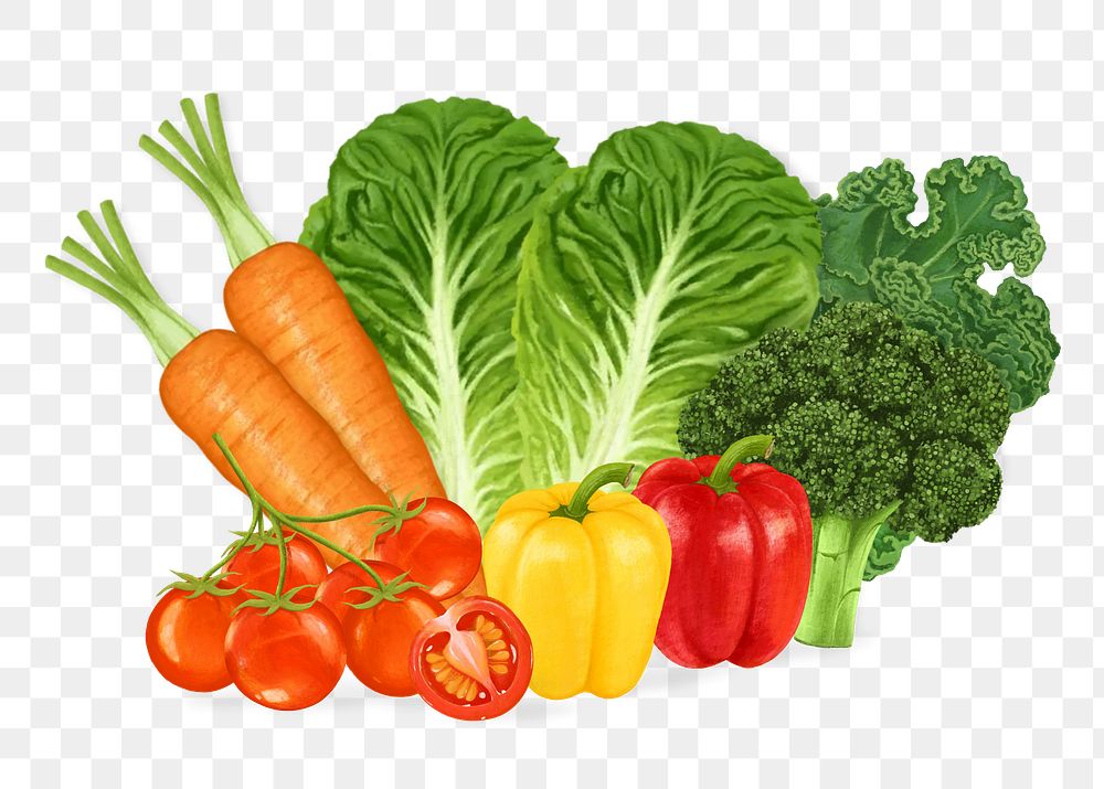Various vegetables  png illustration, healthy food, transparent background