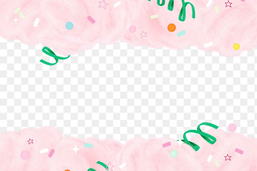 Pink cotton candy png border, transparent background