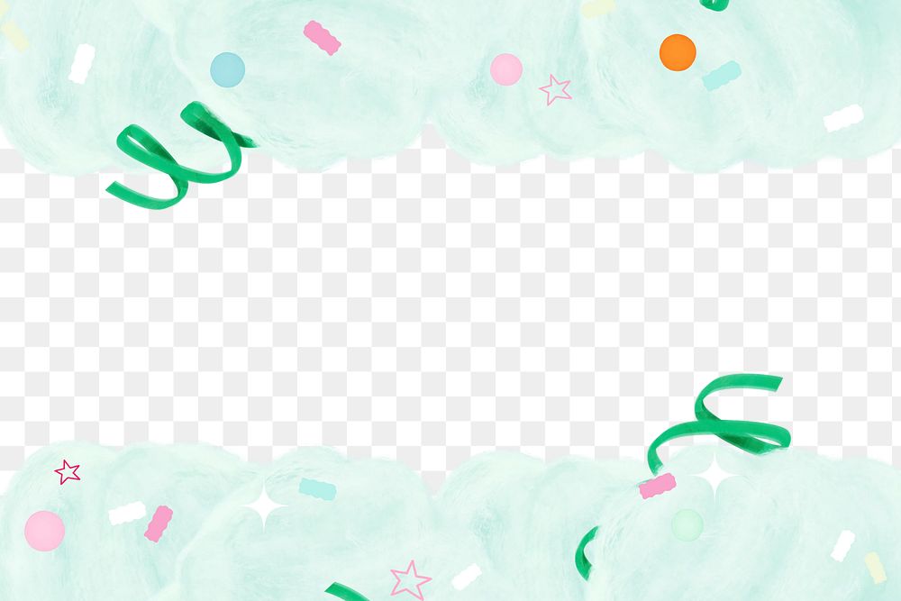 Green cotton candy png border, transparent background