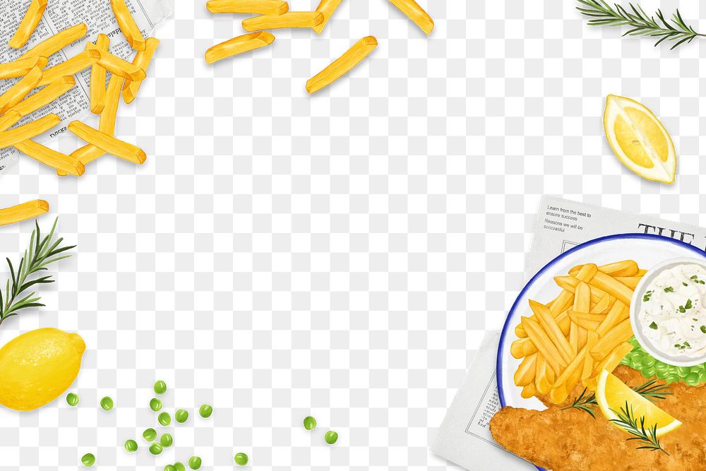 Fish and chips png frame, transparent background