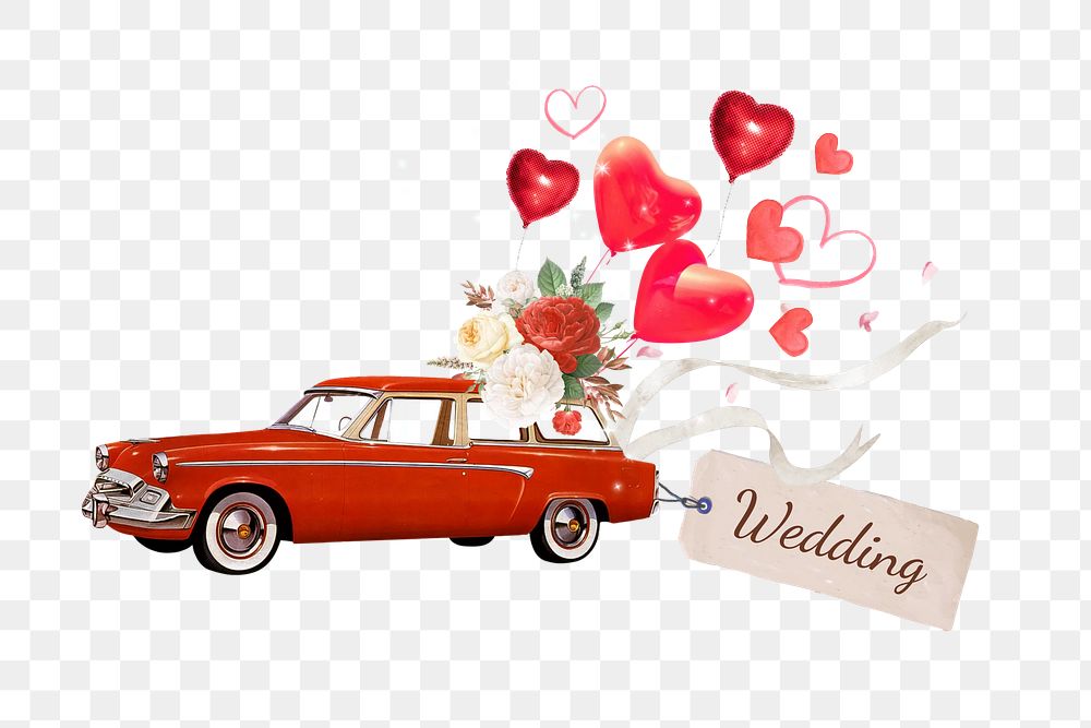 Wedding png word, collage art on transparent background