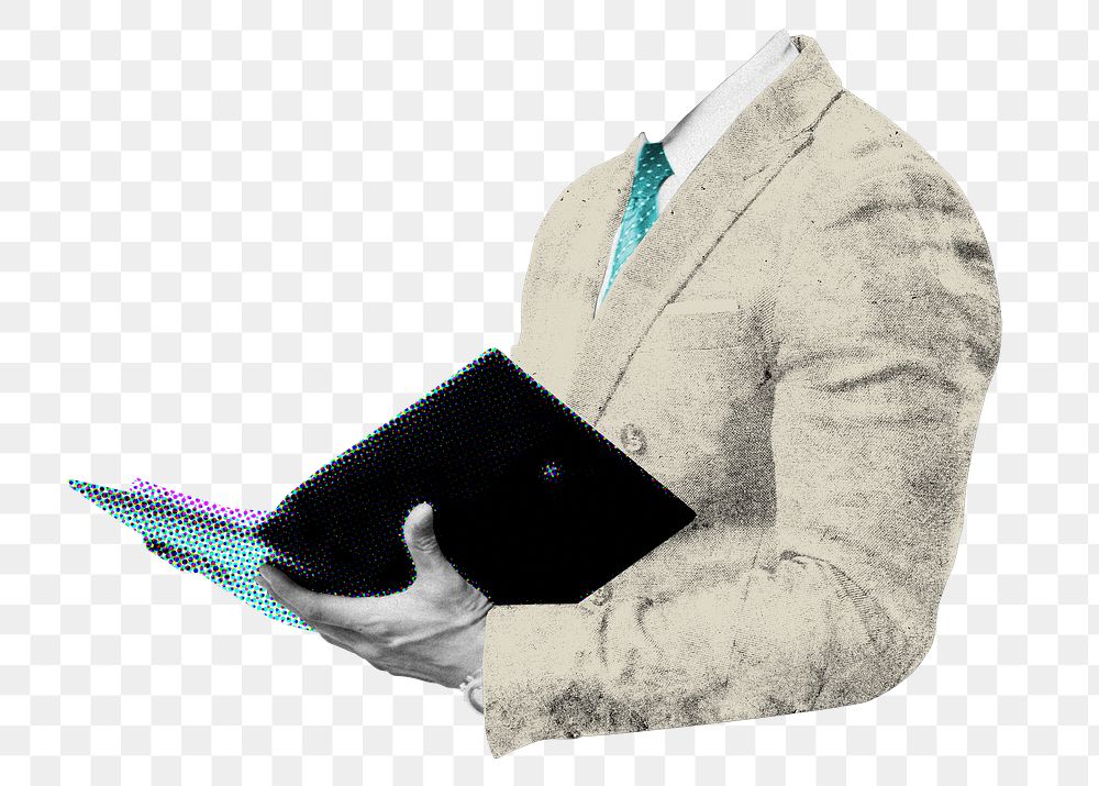 PNG headless businessman, collage remix, transparent background