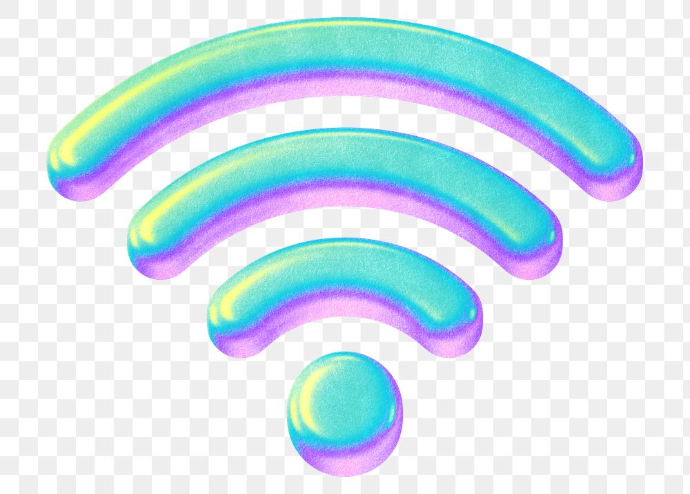 Holographic wifi icon png, transparent background