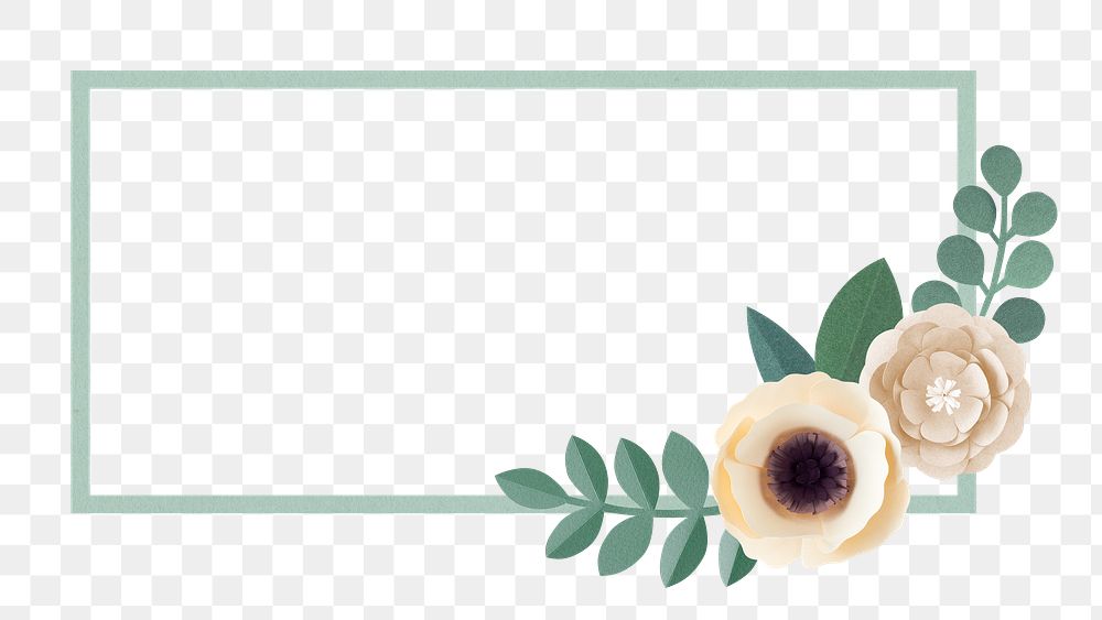 Flower frame png element, transparent background