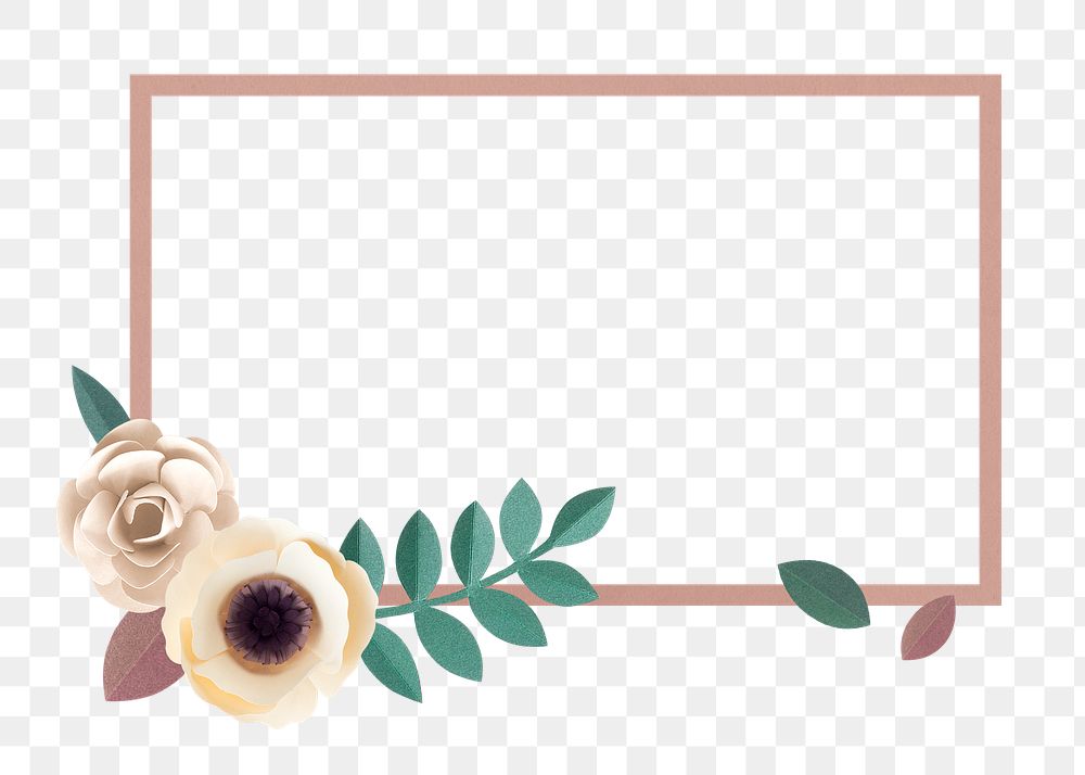 Flower frame png element, transparent background