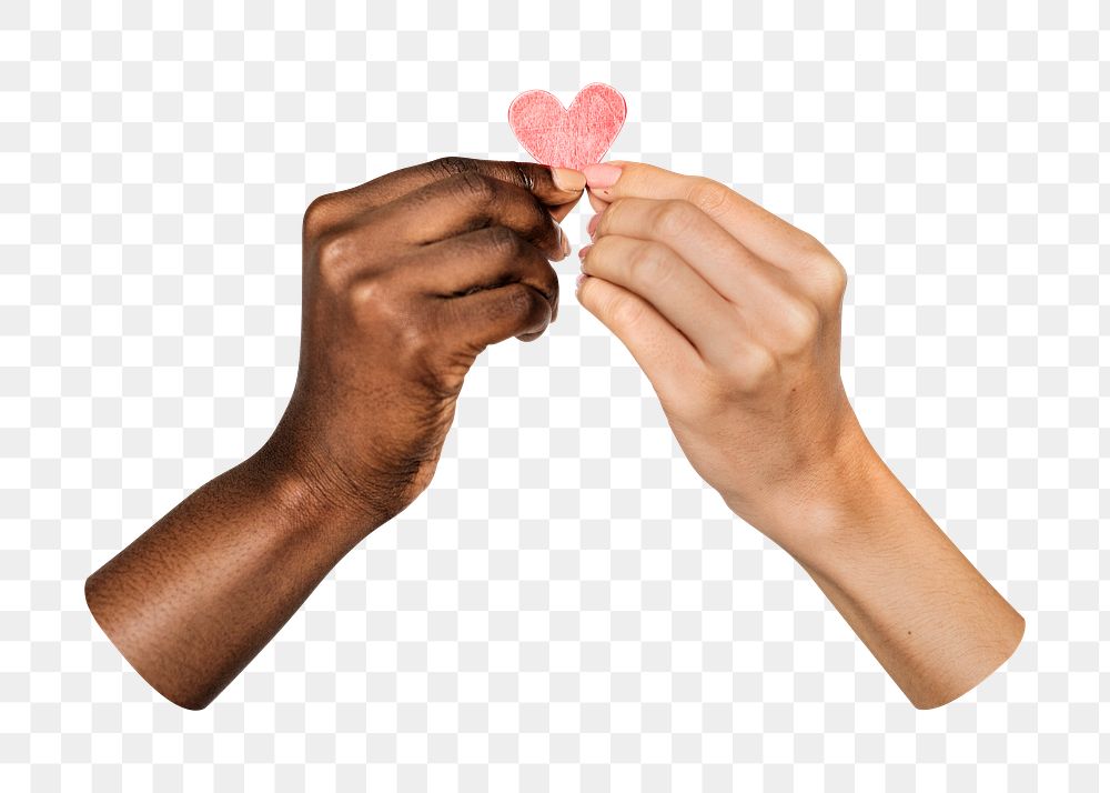 Png two hands holding heart, transparent background