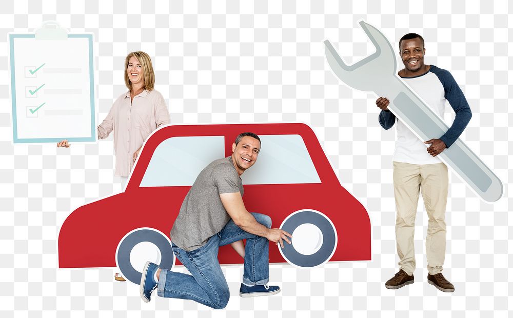 Car checkup png element, transparent background