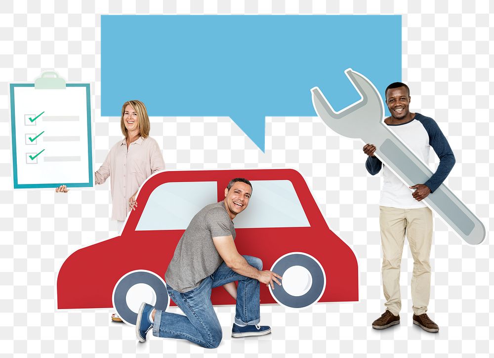 Car checkup png element, transparent background