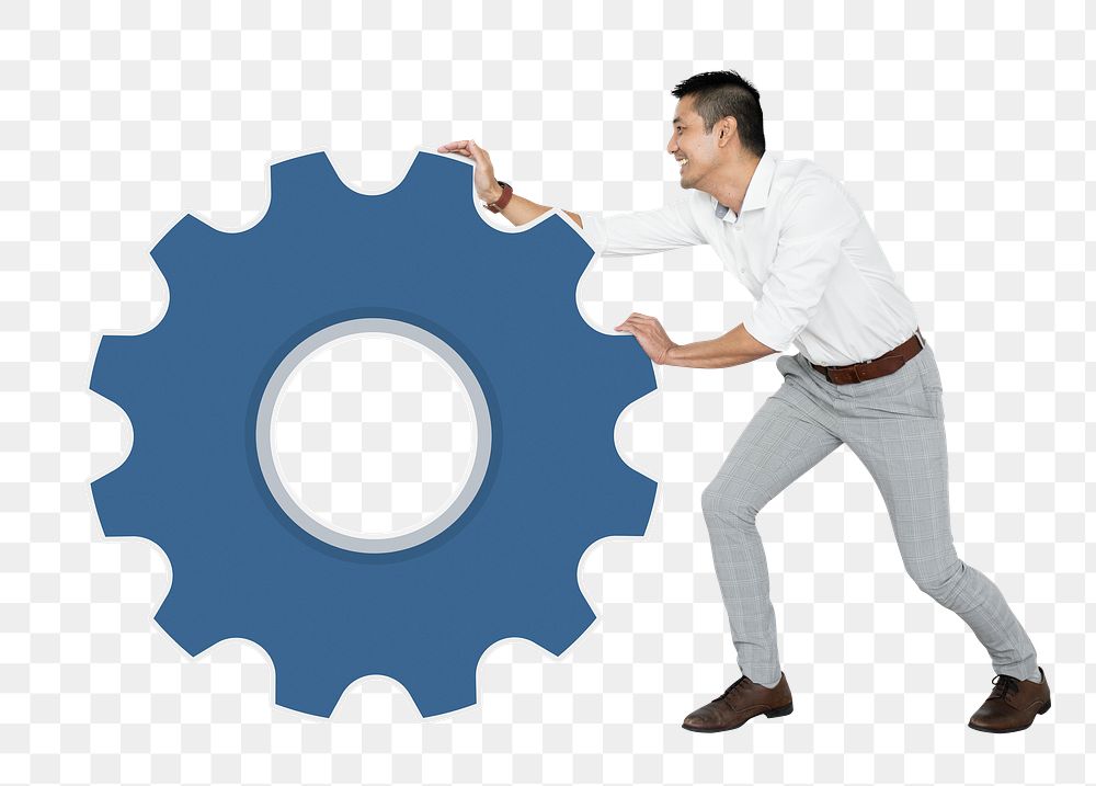 Business gears png element, transparent background