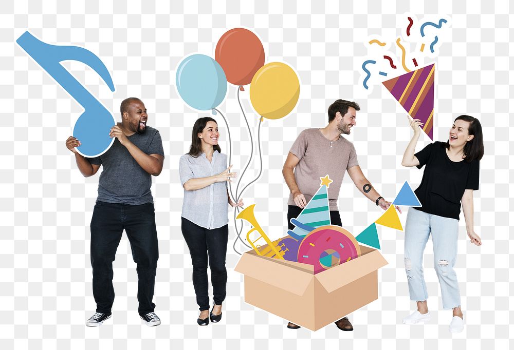 Birthday party png element, transparent background