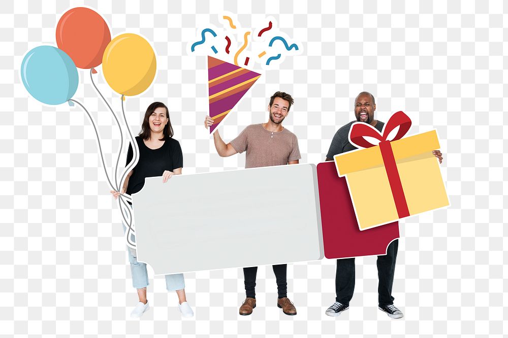 Birthday present png element, transparent background