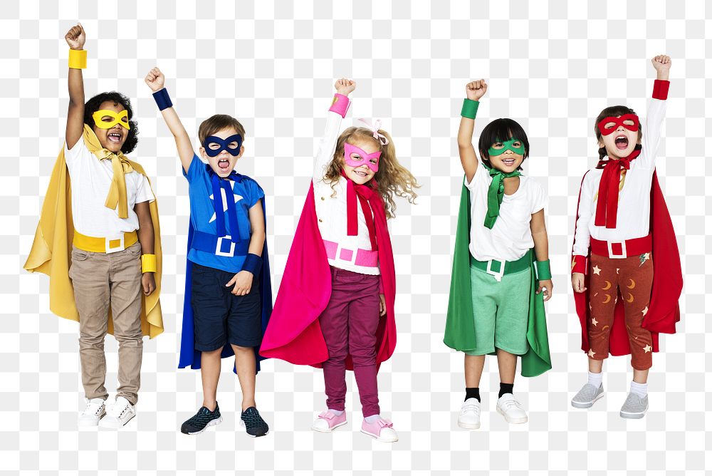 Superhero costume kids png, transparent background