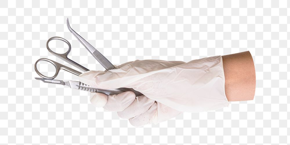 Gand holding png medical instruments transparent background