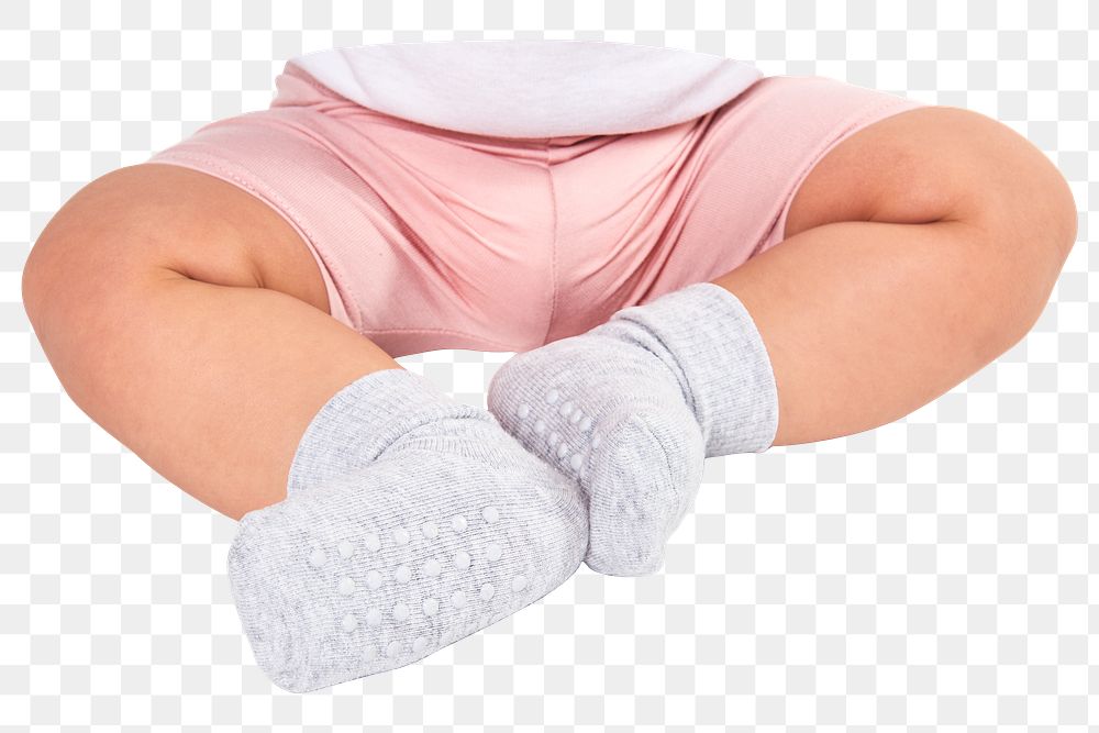 Png baby wearing sock,  transparent background