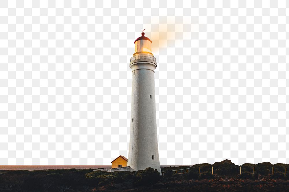 PNG Beautiful lighthouse collage element, transparent background