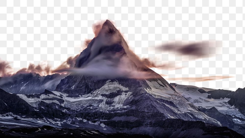 PNG Snowcapped in Matterhorn collage element, transparent background
