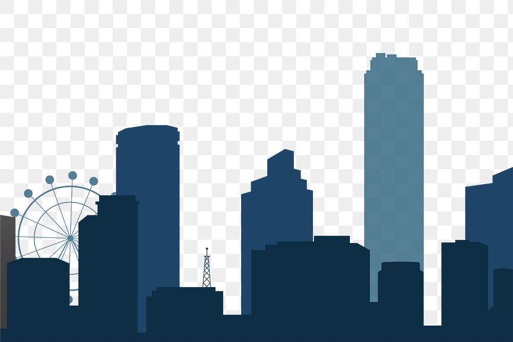Blue silhouette skyline png, transparent background