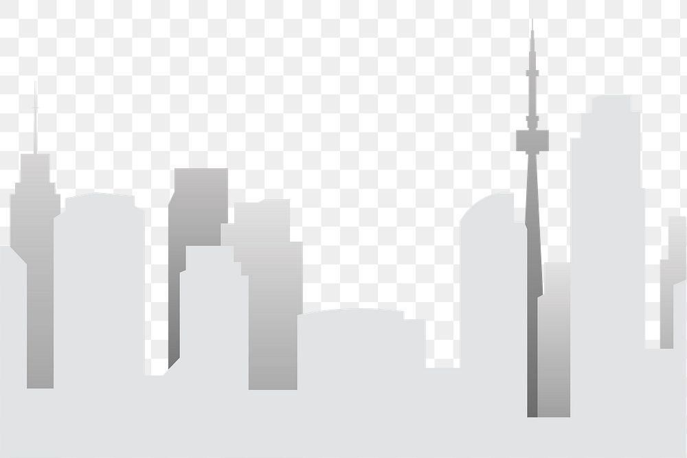 Gray silhouette skyline png, transparent background