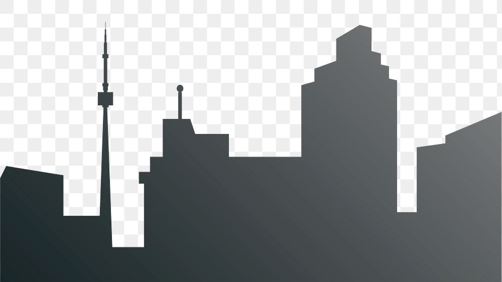 Silhouette cityscape png, transparent background