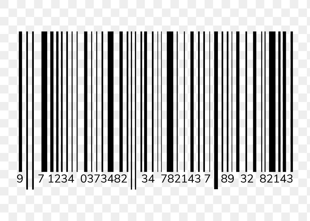 Png black barcode element, transparent background
