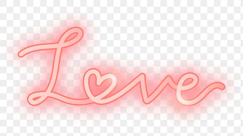 Png red neon love element, transparent background