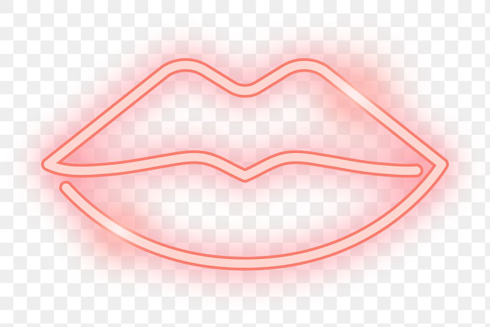 Png red neon love element, transparent background