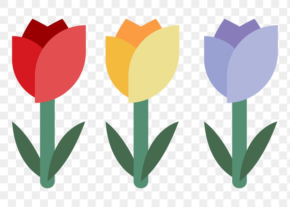 Png cute tulip set sticker, transparent background