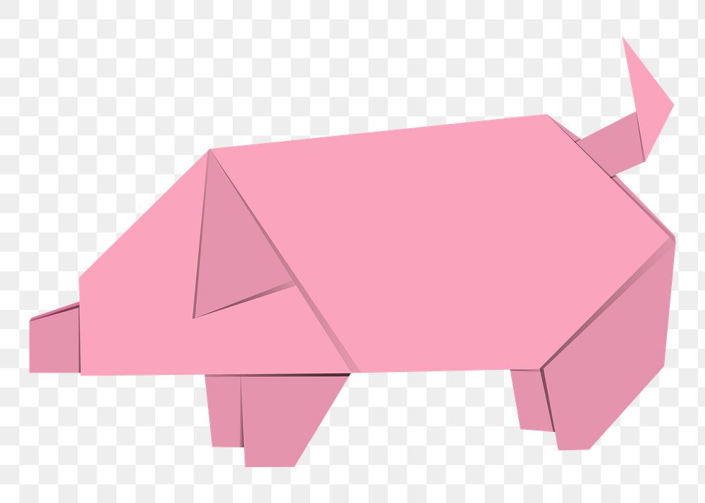 Png pink pig origami sticker, transparent background
