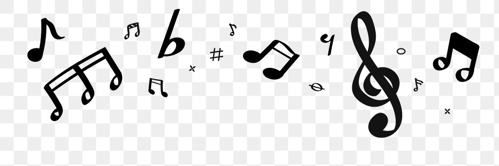 Musical note png border, transparent background