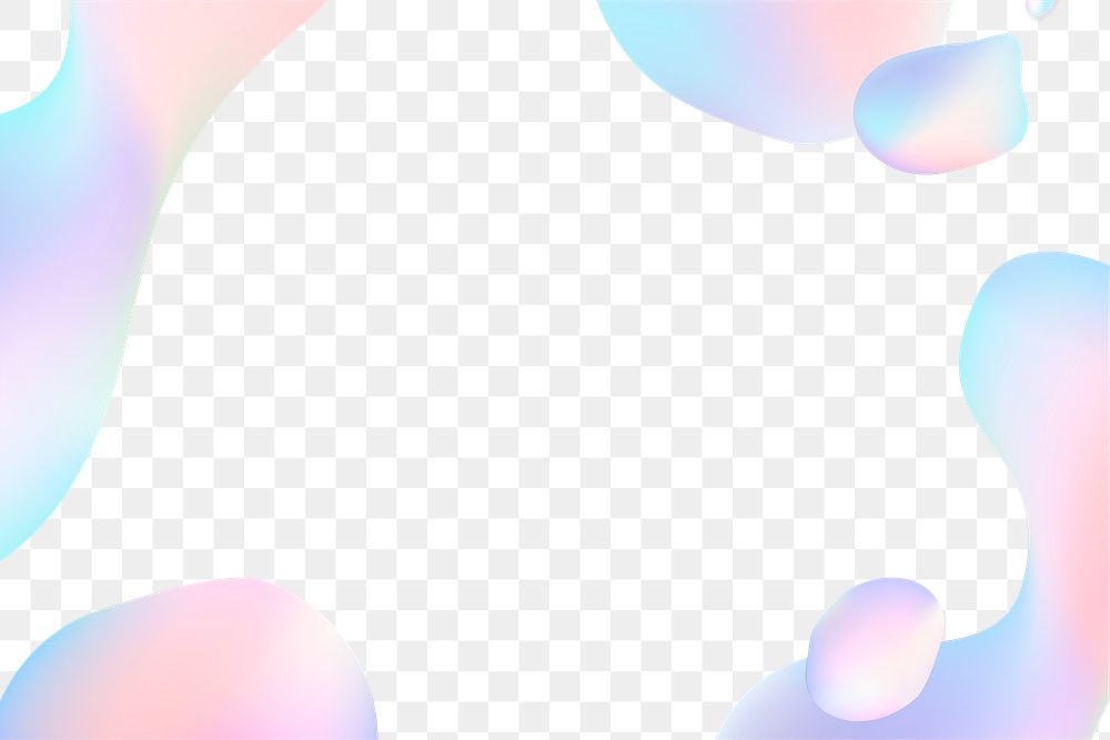 Png aesthetic holographic bubbles border, transparent background