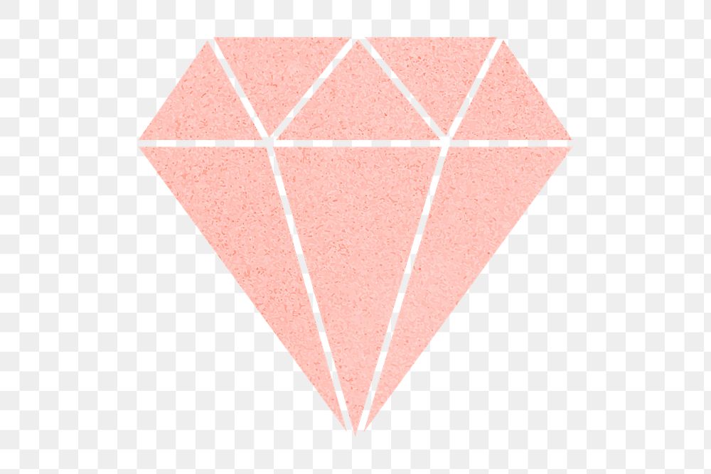 Png pink textured geometric diamond sticker, transparent background