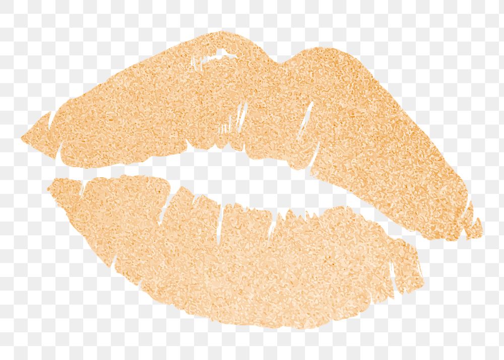 Png gold glittery lipstick sticker, transparent background