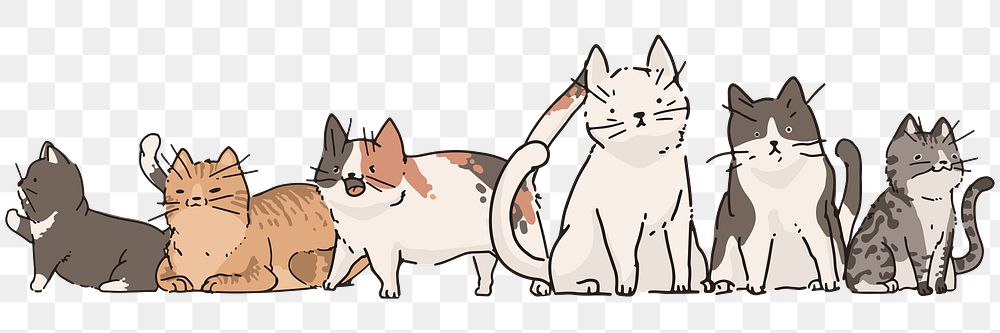 Adorable cats png, transparent background