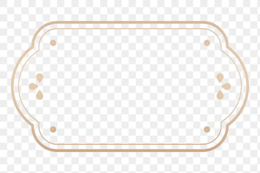 Png golden rectangular border frame, transparent background