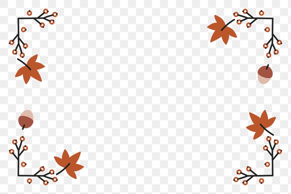 Png autumn design border, transparent background